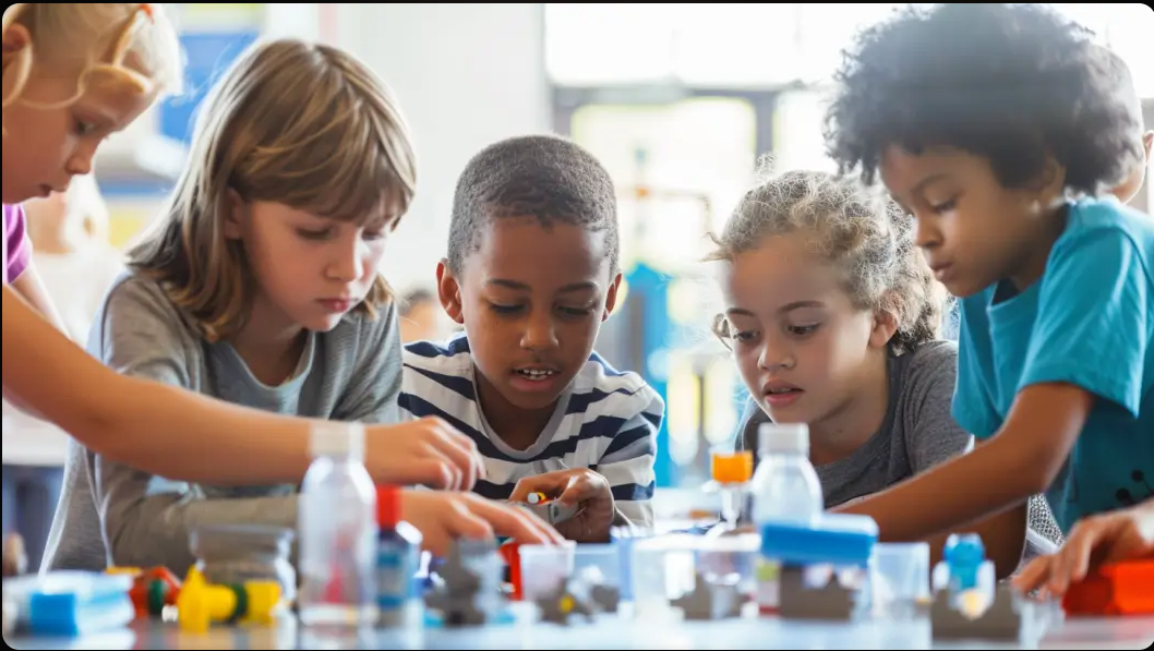 Young learners exploring technology